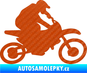 Samolepka Motorka 031 pravá motokros 3D karbon oranžový