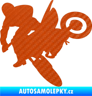 Samolepka Motorka 033 levá motokros 3D karbon oranžový
