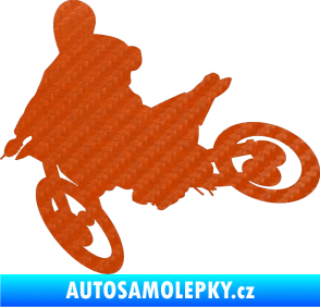 Samolepka Motorka 034 levá motokros 3D karbon oranžový