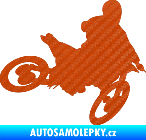 Samolepka Motorka 034 pravá motokros 3D karbon oranžový
