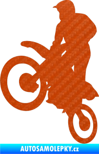 Samolepka Motorka 035 levá motokros 3D karbon oranžový