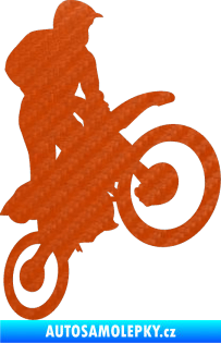 Samolepka Motorka 035 pravá motokros 3D karbon oranžový