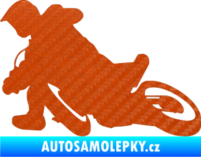 Samolepka Motorka 039 levá motokros 3D karbon oranžový