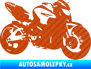 Samolepka Motorka 041 pravá road racing 3D karbon oranžový