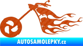 Samolepka Motorka 042 levá plameny 3D karbon oranžový