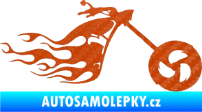 Samolepka Motorka 042 pravá plameny 3D karbon oranžový