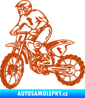 Samolepka Motorka 043 levá motokros 3D karbon oranžový