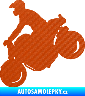 Samolepka Motorka 044 levá motokros 3D karbon oranžový