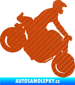 Samolepka Motorka 044 pravá motokros 3D karbon oranžový