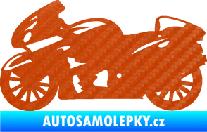 Samolepka Motorka 048 levá silniční 3D karbon oranžový