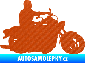 Samolepka Motorka 049 pravá 3D karbon oranžový