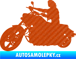 Samolepka Motorka 050 levá 3D karbon oranžový