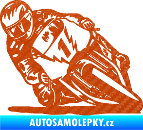 Samolepka Motorka 051 levá 3D karbon oranžový