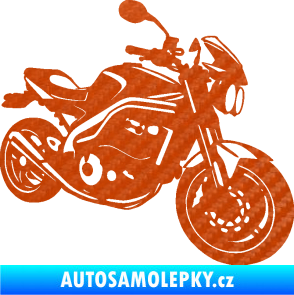Samolepka Motorka 055 pravá 3D karbon oranžový