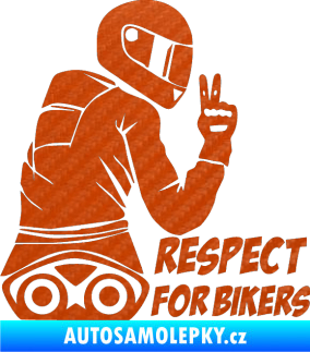 Samolepka Motorkář 003 pravá respect for bikers nápis 3D karbon oranžový
