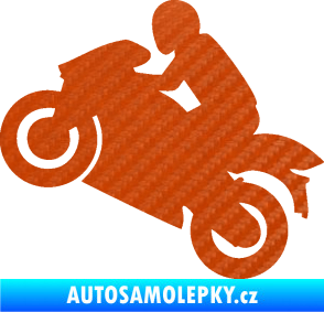 Samolepka Motorkář 007 levá 3D karbon oranžový