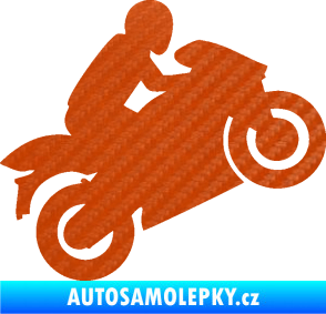 Samolepka Motorkář 007 pravá 3D karbon oranžový