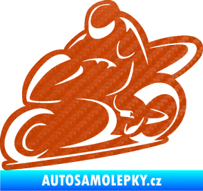 Samolepka Motorkář 011 levá 3D karbon oranžový