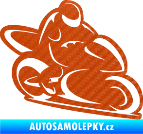 Samolepka Motorkář 011 pravá 3D karbon oranžový