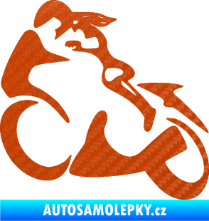 Samolepka Motorkářka 001 levá 3D karbon oranžový