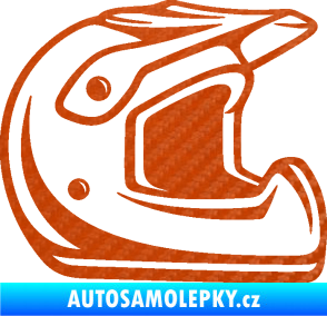 Samolepka Motorkářská helma 002 pravá 3D karbon oranžový