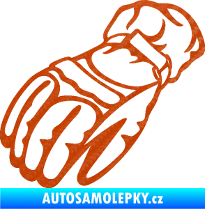 Samolepka Motorkářské rukavice 003 levá 3D karbon oranžový