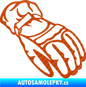 Samolepka Motorkářské rukavice 003 pravá 3D karbon oranžový