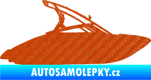 Samolepka Motorový člun 001 pravá 3D karbon oranžový