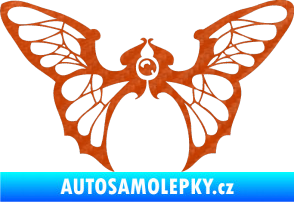 Samolepka Motýl 001 levá 3D karbon oranžový