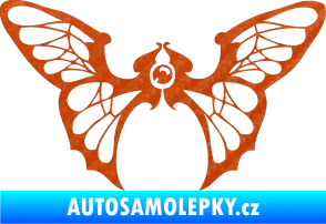 Samolepka Motýl 001 pravá 3D karbon oranžový