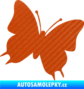Samolepka Motýl 007 pravá 3D karbon oranžový