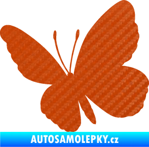 Samolepka Motýl 009 levá 3D karbon oranžový