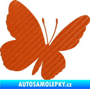 Samolepka Motýl 009 pravá 3D karbon oranžový