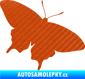 Samolepka Motýl 010 pravá 3D karbon oranžový