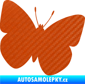 Samolepka Motýl 011 pravá 3D karbon oranžový