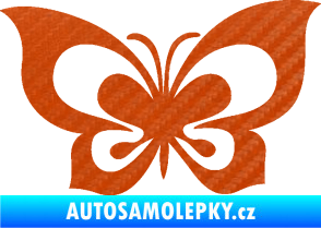 Samolepka Motýl 013 3D karbon oranžový