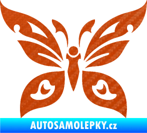 Samolepka Motýl 014 3D karbon oranžový