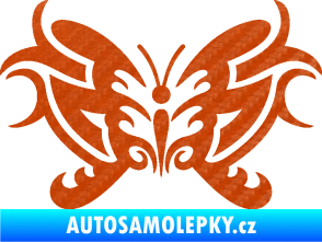 Samolepka Motýl 015 3D karbon oranžový