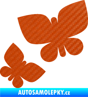 Samolepka Motýlci 001 levá 3D karbon oranžový