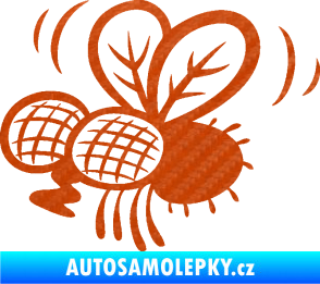 Samolepka Moucha 002 levá 3D karbon oranžový