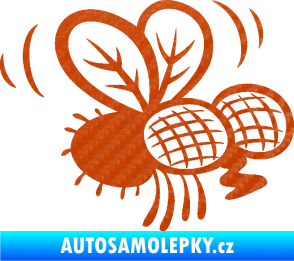 Samolepka Moucha 002 pravá 3D karbon oranžový