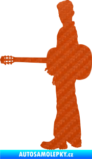 Samolepka Music 003 levá hráč na kytaru 3D karbon oranžový