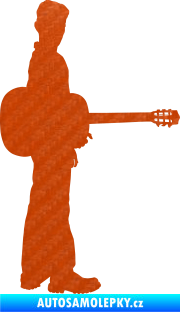 Samolepka Music 003 pravá hráč na kytaru 3D karbon oranžový