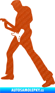 Samolepka Music 008 levá hráč na kytaru 3D karbon oranžový