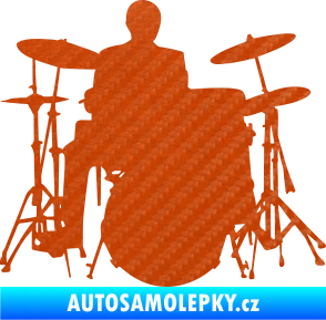 Samolepka Music 009 pravá hráč na bicí 3D karbon oranžový