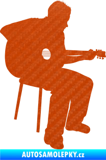 Samolepka Music 012 pravá  kytarista 3D karbon oranžový