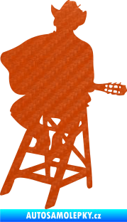 Samolepka Music 013 levá kytarista 3D karbon oranžový
