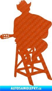 Samolepka Music 013 pravá kytarista 3D karbon oranžový