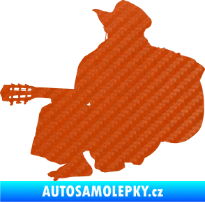 Samolepka Music 014 levá hráč na kytaru 3D karbon oranžový