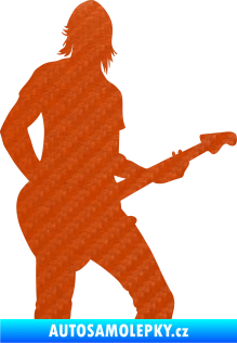 Samolepka Music 019 pravá hráč na kytaru 3D karbon oranžový